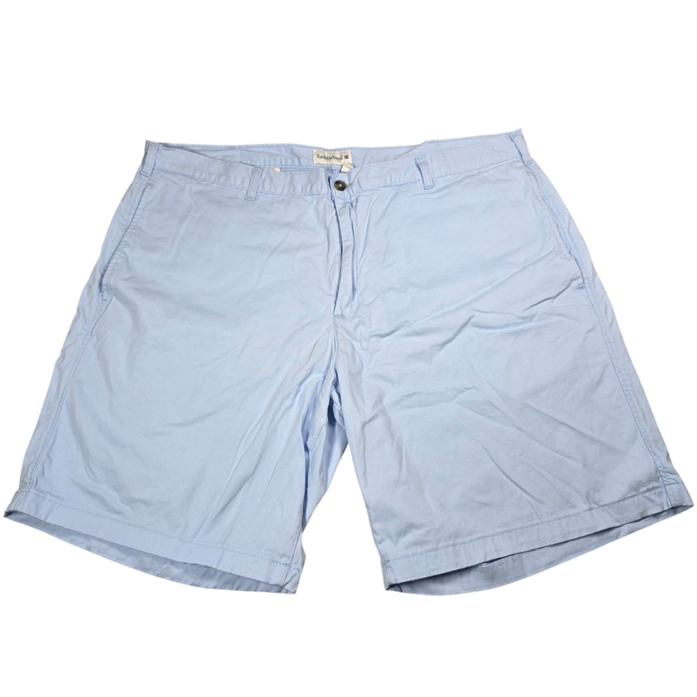 Saddlebred Mens Light Blue Flat Front Chino Shorts Stretch Cotton Twill Size 44W
